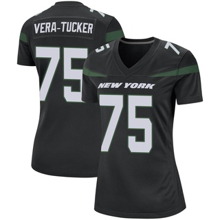 Game Alijah Vera-Tucker Women's New York Jets Stealth Jersey - Black