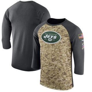 Legend Men's New York Jets Salute to Service 2017 Sideline Performance Three-Quarter Sleeve T-Shirt - Camo/Anthracite