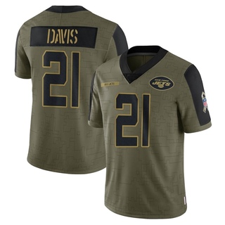 Limited Ashtyn Davis Men's New York Jets 2021 Salute To Service Jersey - Olive