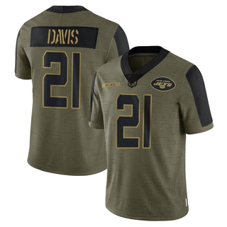 Limited Ashtyn Davis Youth New York Jets 2021 Salute To Service Jersey - Olive