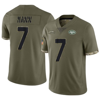 Limited Braden Mann Men's New York Jets 2022 Salute To Service Jersey - Olive