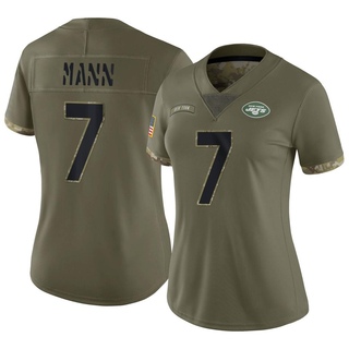 Limited Braden Mann Women's New York Jets 2022 Salute To Service Jersey - Olive
