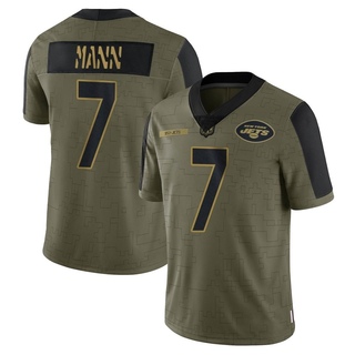 Limited Braden Mann Youth New York Jets 2021 Salute To Service Jersey - Olive