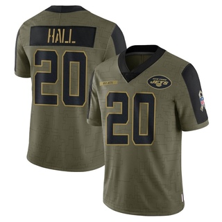 Limited Breece Hall Men's New York Jets 2021 Salute To Service Jersey - Olive