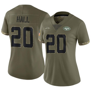 Limited Breece Hall Women's New York Jets 2022 Salute To Service Jersey - Olive