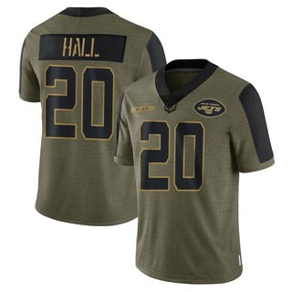 Limited Breece Hall Youth New York Jets 2021 Salute To Service Jersey - Olive