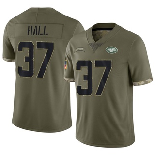 Limited Bryce Hall Men's New York Jets 2022 Salute To Service Jersey - Olive