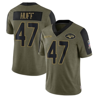 Limited Bryce Huff Men's New York Jets 2021 Salute To Service Jersey - Olive