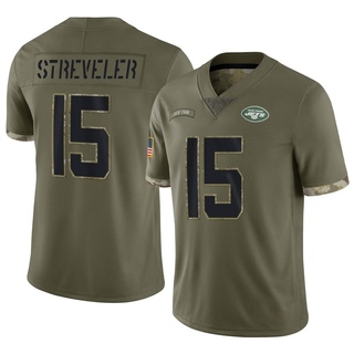 Limited Chris Streveler Men's New York Jets 2022 Salute To Service Jersey - Olive