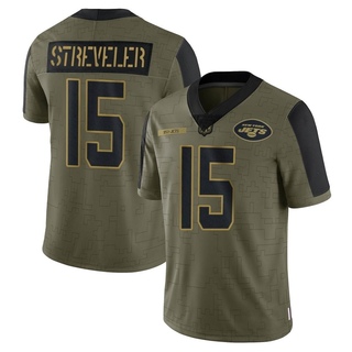 Limited Chris Streveler Youth New York Jets 2021 Salute To Service Jersey - Olive