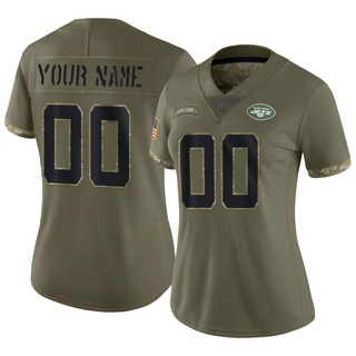 Limited Custom Women's New York Jets 2022 Salute To Service Jersey - Olive