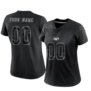 Limited Custom Women's New York Jets Reflective Jersey - Black