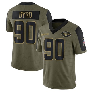 Limited Dennis Byrd Men's New York Jets 2021 Salute To Service Jersey - Olive