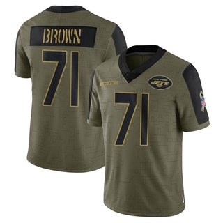 Limited Duane Brown Men's New York Jets 2021 Salute To Service Jersey - Olive