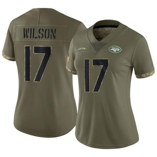 Limited Garrett Wilson Women's New York Jets 2022 Salute To Service Jersey - Olive