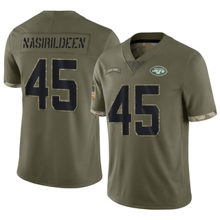 Limited Hamsah Nasirildeen Youth New York Jets 2022 Salute To Service Jersey - Olive