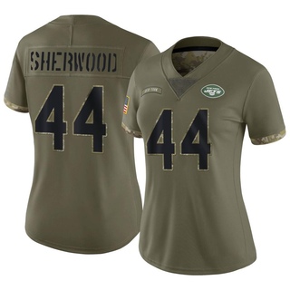 Limited Jamien Sherwood Women's New York Jets 2022 Salute To Service Jersey - Olive