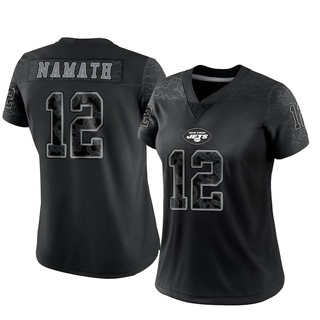 Limited Joe Namath Women's New York Jets Reflective Jersey - Black