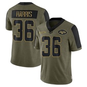 Limited Marcell Harris Youth New York Jets 2021 Salute To Service Jersey - Olive