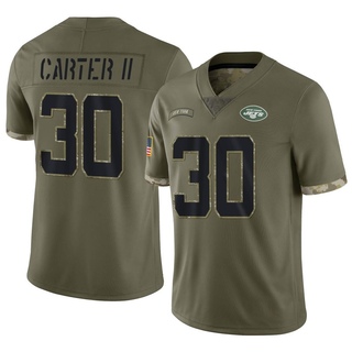 Limited Michael Carter II Men's New York Jets 2022 Salute To Service Jersey - Olive