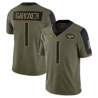 Limited Sauce Gardner Men's New York Jets 2021 Salute To Service Jersey - Olive