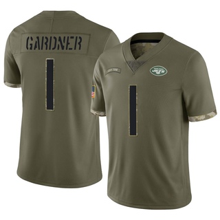 Limited Sauce Gardner Men's New York Jets 2022 Salute To Service Jersey - Olive