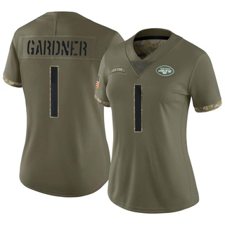 Limited Sauce Gardner Women's New York Jets 2022 Salute To Service Jersey - Olive