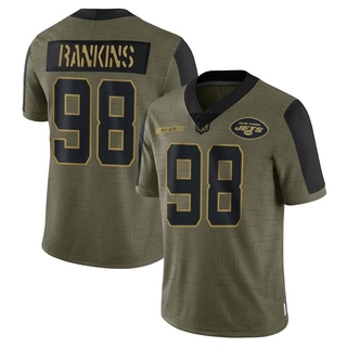 Limited Sheldon Rankins Youth New York Jets 2021 Salute To Service Jersey - Olive