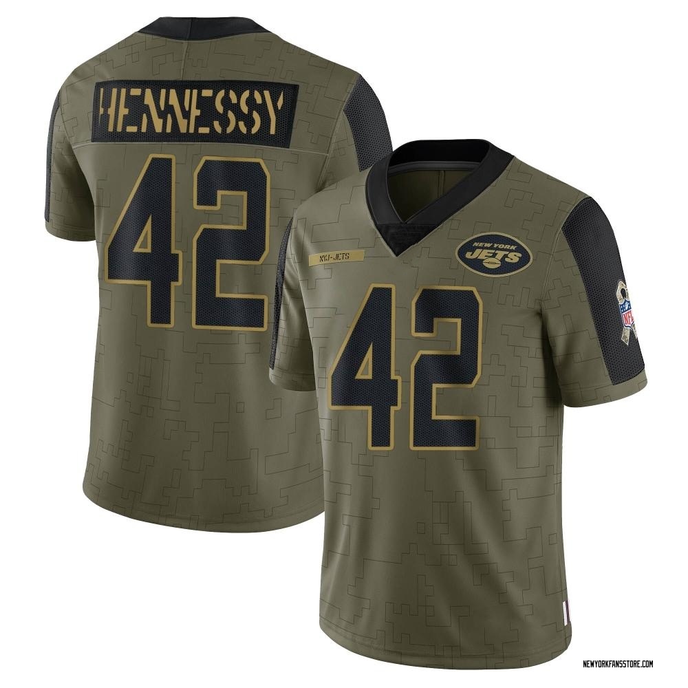 Limited Thomas Hennessy Men's New York Jets 2021 Salute To Service Jersey - Olive