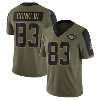 Limited Tyler Conklin Men's New York Jets 2021 Salute To Service Jersey - Olive