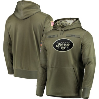 Men's New York Jets 2018 Salute to Service Sideline Therma Performance Pullover Hoodie - Olive