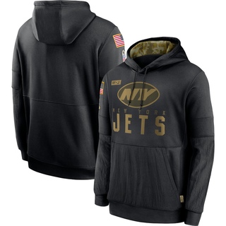 Men's New York Jets 2020 Salute to Service Sideline Performance Pullover Hoodie - Black