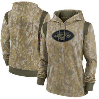Women's New York Jets 2021 Salute To Service Therma Performance Pullover Hoodie - Olive