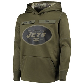 Youth New York Jets 2018 Salute to Service Pullover Performance Hoodie - Green
