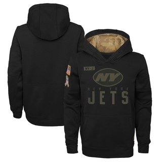 Youth New York Jets 2020 Salute to Service Pullover Performance Hoodie - Black