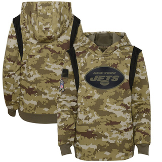 Youth New York Jets 2021 Salute To Service Therma Performance Pullover Hoodie - Olive