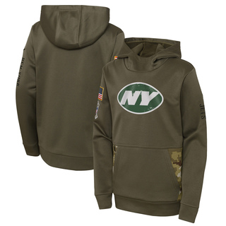 Youth New York Jets 2022 Salute To Service Performance Pullover Hoodie - Olive